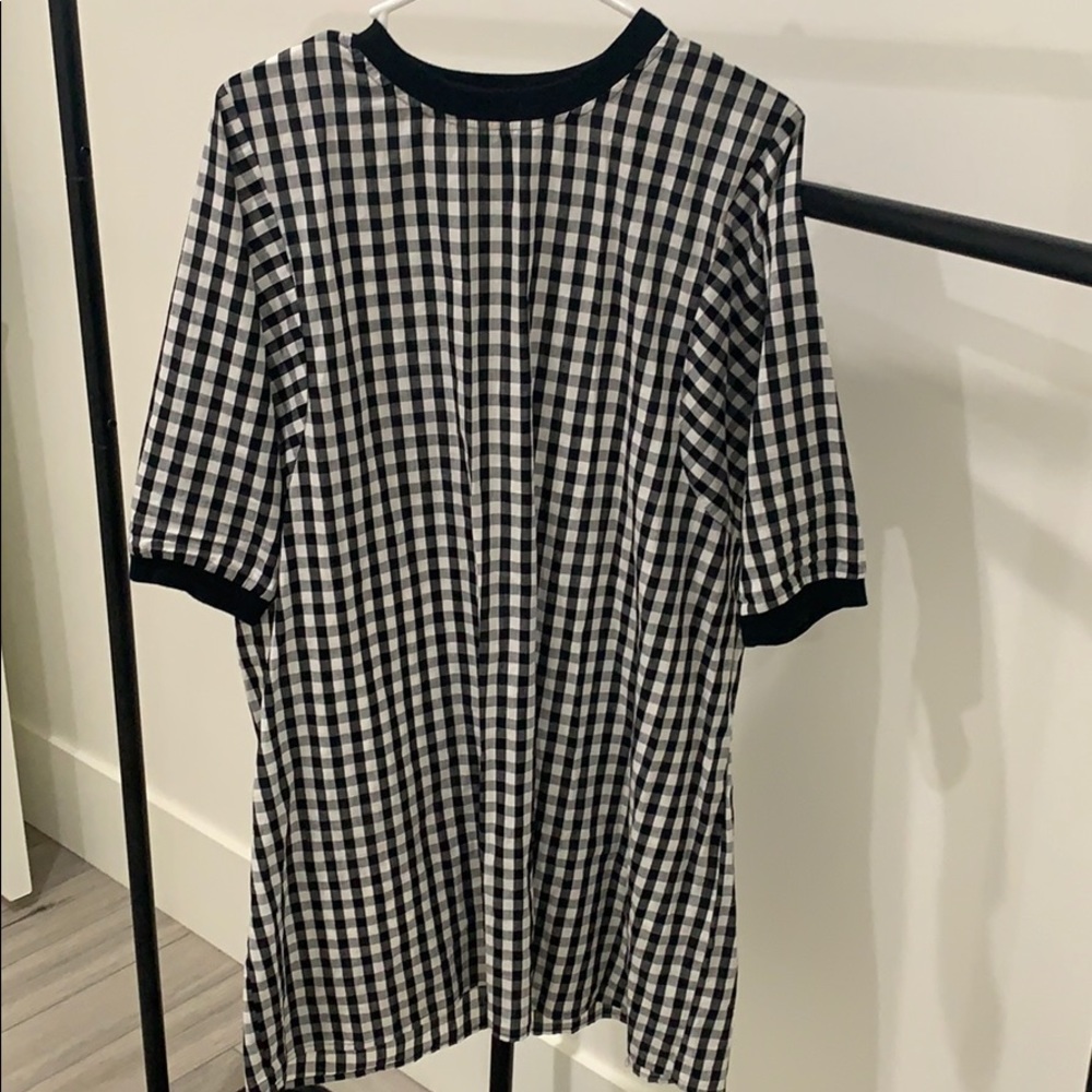 black and white checkered dress